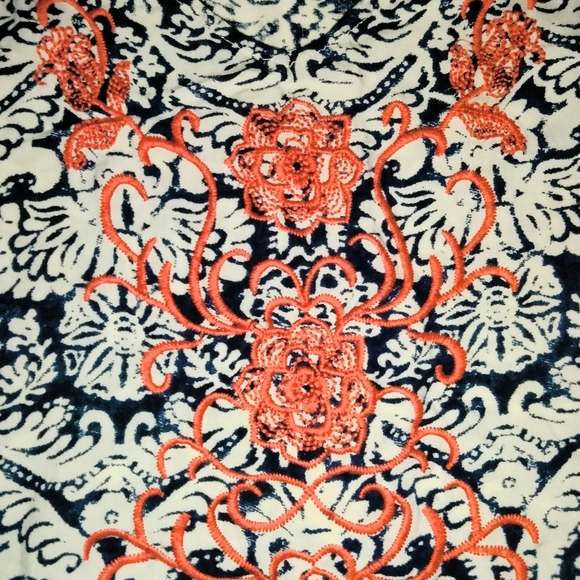 Solitaire (Size S) Multi-Print Embroidered Boho Top - Picture 3 of 6
